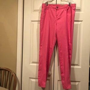Earl Jeans sz 14 Bright Pink Pants, 32 inch inseam, Rhinestone Accents